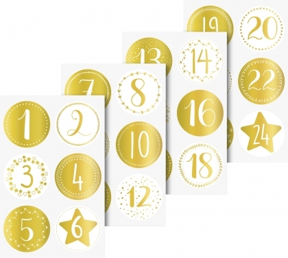 Gold Advent Calendar Numbers Stickers SHOP EXCLUSIVE 1 Foiled
