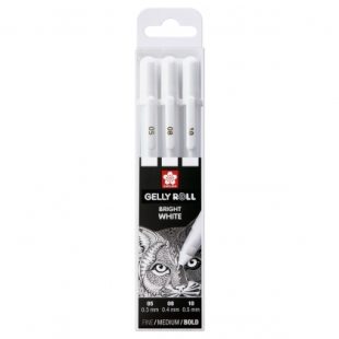 White Gel Pens : Sakura Gelly Roll Basic : Set of 3 : Assorted