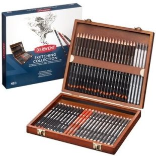 Derwent : Sketching Collection : Set of 48 Pencils : in a Wooden Gift Box