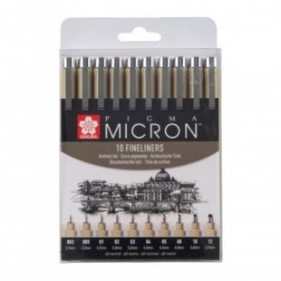 Тънкописци Pigma Micron : 10 Броя : Черни