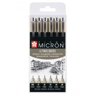 Тънкописци Pigma Micron : 6 Броя : Черни