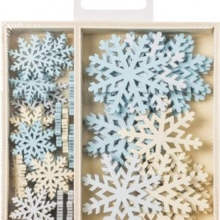 Wooden Scrapbook Christmas Embellishments : Knorr Prandell : Box of 54 : Snowflakes