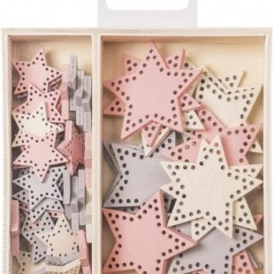 Wooden Scrapbook Embellishments : Knorr Prandell : Box of 54 : Stars