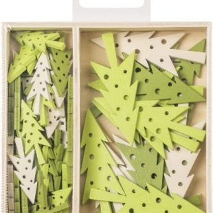 Wooden Scrapbook Christmas Embellishments : Knorr Prandell : Box of 54 : Trees