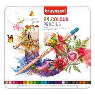 Tin of 24 Coloured Pencils : Bruynzeel : Expression