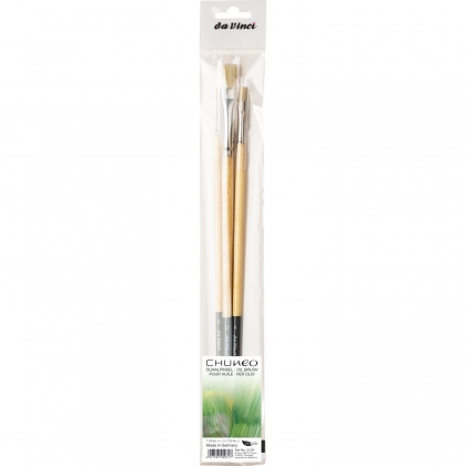 Lot De 3 Pinceaux Da Vinci Chuneo Pour Huile & Acrylique | Poils Synthétiques Haute Qualité | Taille Plate 4, 12 Et Ronde 2 - 13