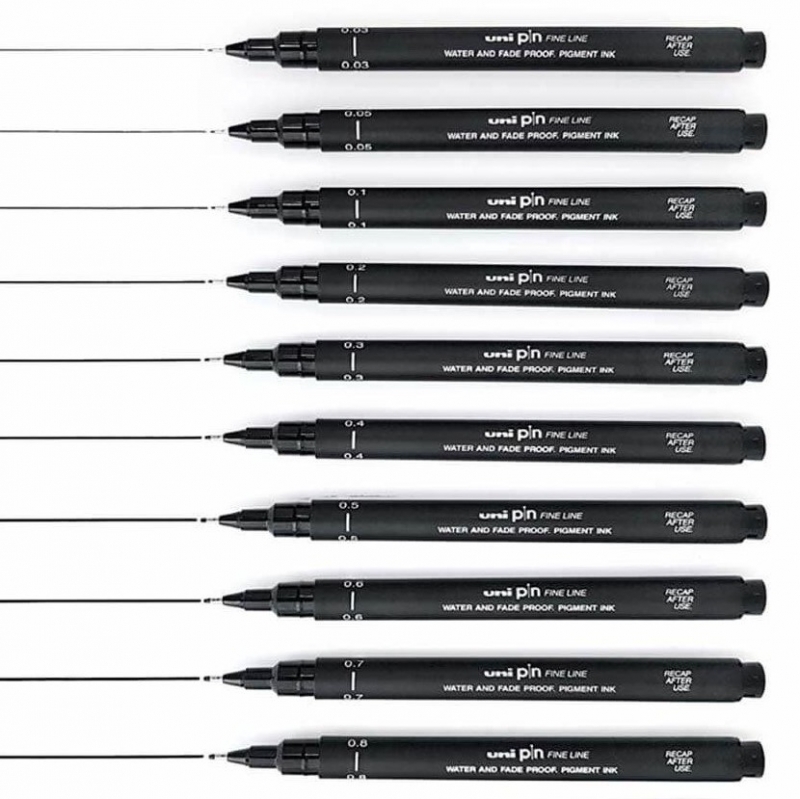 Uni Pin Fineliner Drawing Pen : Black : 0.8 mm