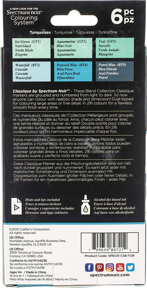Spectrum Noir Classique Alcohol Marker-True Black -SPECNC1-TBLCK