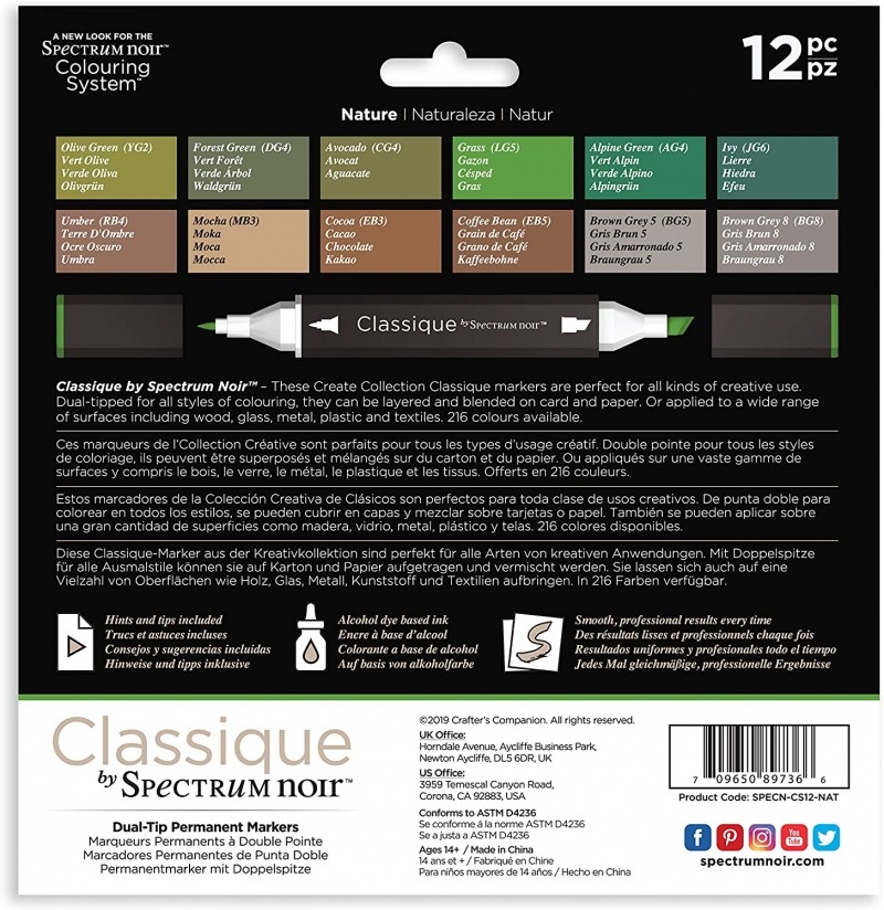 Spectrum Noir Classique Alcohol Markers 12/Pkg - Pastel