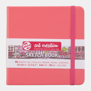 Talens Art Creation Square Pocket Notebook : 140 gsm : 80 Sheets : 12 x 12 cm : Coral Cover