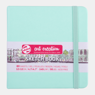 Talens Art Creation Square Pocket Notebook : 140 gsm : 80 Sheets : 12 x 12 cm : Fresh Mint Cover