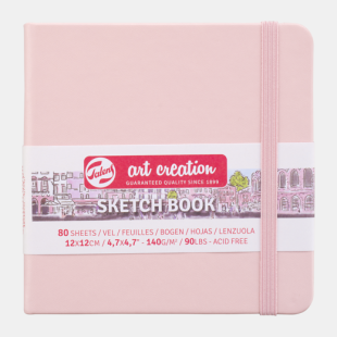 Talens Art Creation Square Pocket Notebook : 140 gsm : 80 Sheets : 12 x 12 cm : Pastel Pink Cover