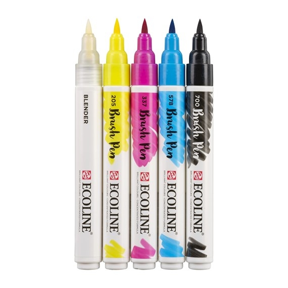 Royal Talens Ecoline Brush Marker Set - Pastel Colors, Set of 5