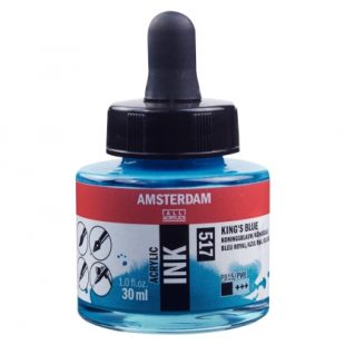 Talens Amsterdam Acrylic Ink : Liquid Acrylic Paint : 517 King's Blue : 30 ml