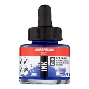 Talens Amsterdam Acrylic Ink : Liquid Acrylic Paint : 504 Ultramarine : 30 ml