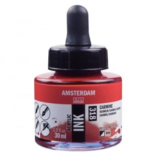 Talens Amsterdam Acrylic Ink : Liquid Acrylic Paint : 318 Carmine : 30 ml