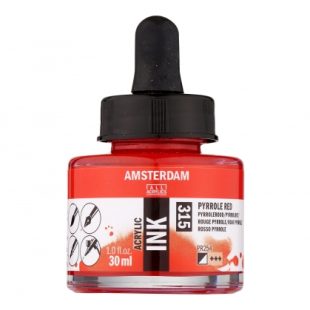 Talens Amsterdam Acrylic Ink : Liquid Acrylic Paint : 315 Pyrrole Red : 30 ml