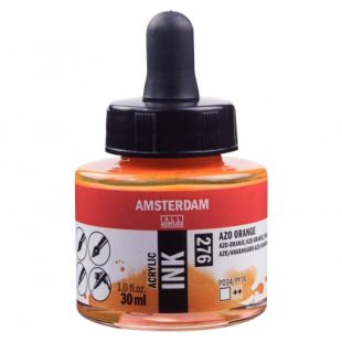 Talens Amsterdam Acrylic Ink : Liquid Acrylic Paint : 276 Azo Orange : 30 ml