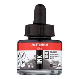 Talens Amsterdam Acrylic Ink : Liquid Acrylic Paint : 840 Graphite : 30 ml