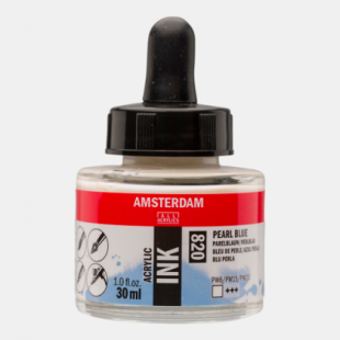 Talens Amsterdam Acrylic Ink : Liquid Acrylic Paint : 820 Pearl Blue : 30 ml