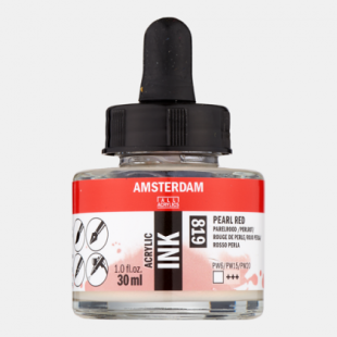 Talens Amsterdam Acrylic Ink : Liquid Acrylic Paint : 819 Pearl Red : 30 ml