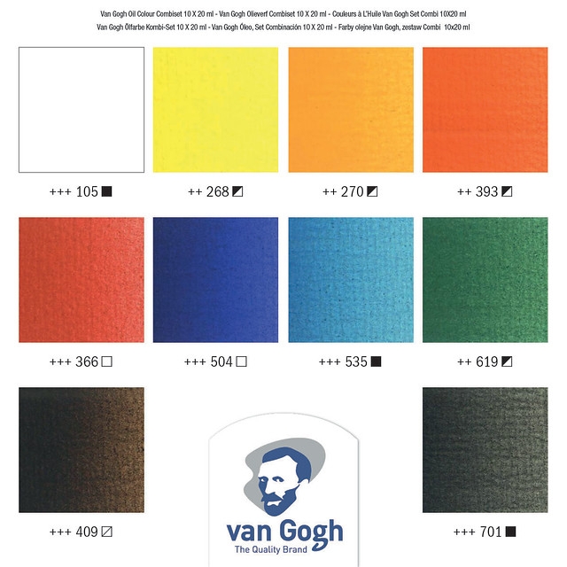 Van Gogh Oil Paints - Set of 10 colors, 20 ml tubes
