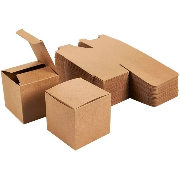 Paper Favour Boxes : Cube : 7 cm : 20 Pcs : Kraft Cardstock | Слънчоглед