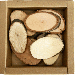 Wood Oval Slices : 4 - 6 cm 12 pcs