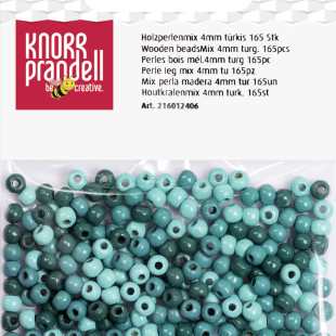 Wooden Bead Mix : Knorr Prandell : Round : 4 mm : 165 Pcs : Turquoise