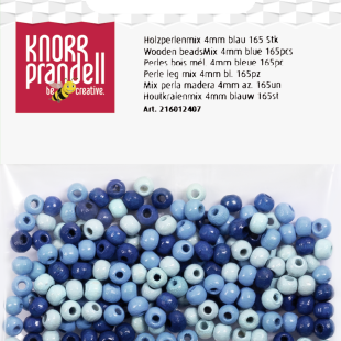 Wooden Bead Mix : Knorr Prandell : Round : 4 mm : 165 Pcs : Blue