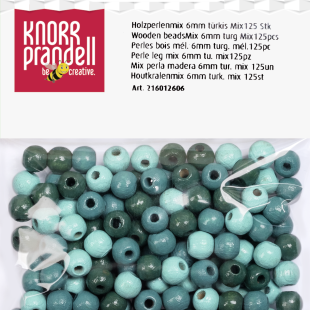 Wooden Bead Mix : Knorr Prandell : Round : 6 mm : 125 Pcs : Turquoise