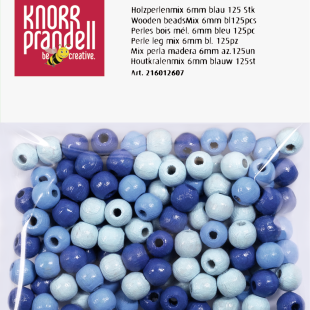 Wooden Bead Mix : Knorr Prandell : Round : 6 mm : 125 Pcs : Blue