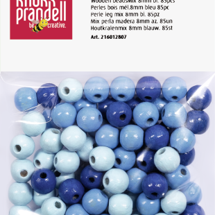 Wooden Bead Mix : Knorr Prandell : Round : 8 mm : 85 Pcs : Blue