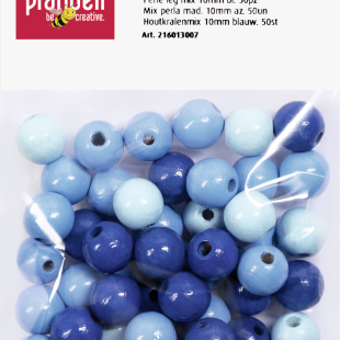 Wooden Bead Mix : Knorr Prandell : Round : 10 mm : 50 Pcs : Blue