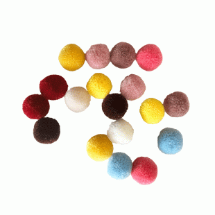 Soft Merino Wool Pompoms  15 mm : 20 pcs : 02 mix