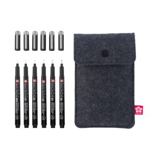 Тънкописци Pigma Micron : Черни : 6 Броя в Калъф