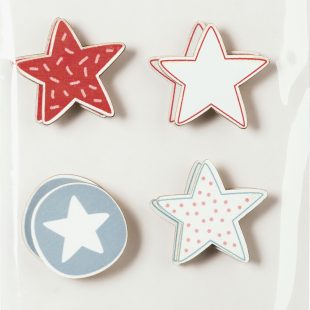 3D Wooden Stickers : Stars : 6 Designs : Pack of 12
