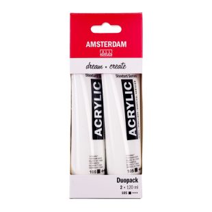 Акрилна Боя Amsterdam : 120 ml : 105 Титаново Бяло : Пакет с 2 Броя